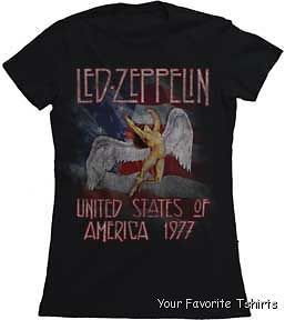 Licensed Led Zeppelin America 1977 Tour Women Junior Shirt S XL
