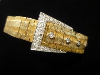 Stunning 1960s Modern L.A.Leuba 14k Gold Ladies Wristwatch/ Diamonds 