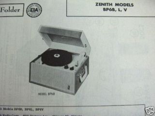 zenith bp6b bp6l bp6v phonograph photofact  5