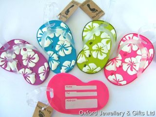 NEW BRIGHT FLIP FLOP LUGGAGE TAG/ADDRESS LABELS CHOOSE COLOUR