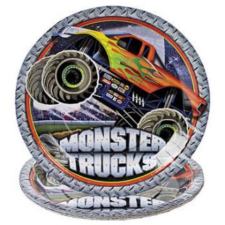MONSTER TRUCKS PARTY 80PC Plates,Cups,Napkins,Invites PARTY PACKAGE