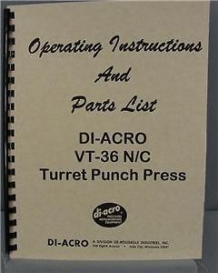   punch press inst parts manual  36 00  price