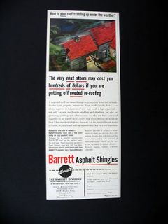 barrett asphalt shingles roof storm art 1952 print ad time