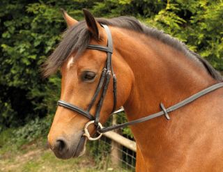 Windsor Full Horse Pony Cavesson Leather Bridle & Rubber Reins Black 