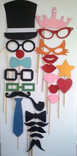 24PCS Photo Booth Props For Wedding Party Moustache＆Lips On A Stick
