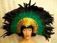 Moulin Rouge Showgirl Headdress ~ Green ~ Mardi gras ~ Carnival