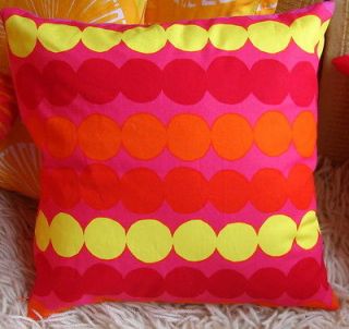 Handmade pillow case from Marimekko Rasymatto cotton fabric, Finland 