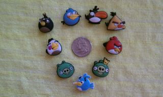 ANGRY BIRDS shoe charms/cake toppers!! Lot of 9!! FAST USA SHIPPING!!