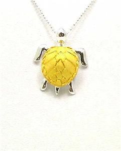 silver 925 gold shell 3d hawaiian turtle pendant large one