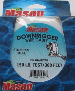 MASON DOWNRIGGER STAINLESS STEEL WIRE CABLE .032 DIAMETER 150# TEST 