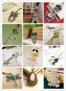 Lot Womens Vintage Retro Long Sweater Chain Pendant Costume Charms 