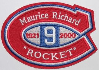 MAURICE  ROCKET  RICHARD #9 PATCH MONTREAL CANADIENS NHL HOCKEY 
