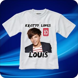 LOUIS TOMLINSON ONE DIRECTION PERSONALISEDT SHIRT  Child & Adult Sizes 