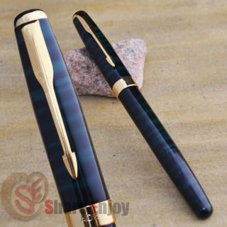 baoer 388 elegant blue grain and golden roller ball pen