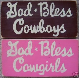 GOD BLESS COWBOYS COWGIRLS Room Decor Rodeo Kids SIGN Plaque U Pick 