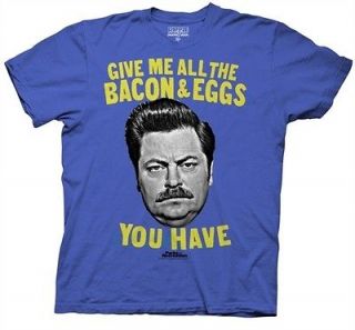 Parks and Recreation Ron Swanson Bacon and Eggs Funny TV Adult X Large 