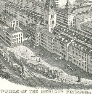 1882 Meriden Britannia Co. Electro Gold Silver Plate Factory View 