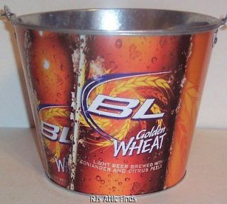 Bud Light Golden Wheat Full Color Tin Beer Bucket with Handle NEW