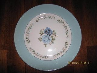 Barratts Delphatic White blue rose & bud,turquoise dinner s) plate 