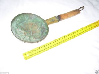 primitive unique brass smelting pot wood handle 