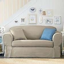 New Maytex Twill Loveseat Slipcovers Linen Ivory Blue & Sage 1 or 2 