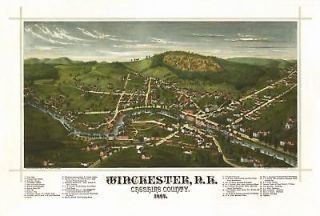 vintage historic map winchester new hampshire 1887 