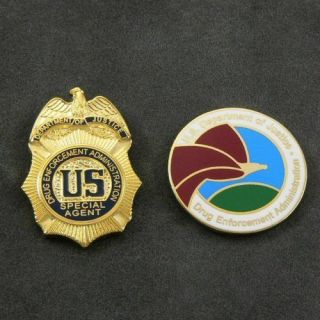 US DOJ Justice DEA Drug Enforcement Mini Lapel Pin Set Novelty Prop