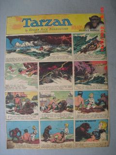 Tarzan Sunday Page by Hal Foster from 5/5/1935 Tabloid Size
