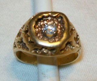 Mens 14K Gold 1/3ct Brilliant Diamond Ring Size 11, 9 grams