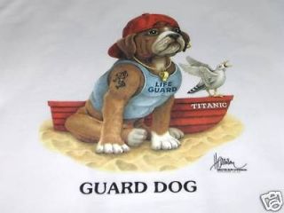 guard dog titanic bulldog t shirt white size small new