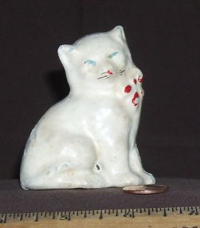 Vintage, looks OLD, Enameled Cat Figurine, with paint loss & chips