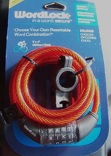   Resettable Word Combo Flexible Steel Cable Bike Lock Red 5 x .4