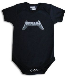 METALLICA METAL ROCK LOGO BLACK BABY SUIT SHIRT ROMPER 6 12 months