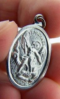 Gilded Silver Saint St. Michael Medal Charm Pendant Round Catholic 