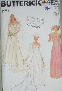 VTG Butterick Misses Bridal Wedding Gown Dress Train Pattern 4235 