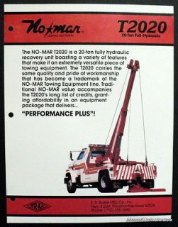 nomar towing equipment 1991 t2020 tow truck brochure time left