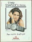 Print Ad   Omega Watches 1998 magazine advertisement, Cindy Crawford