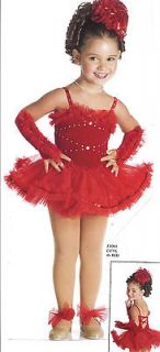 Cutie In Red Camisole Dress Dance Costume Ballet Tap Jazz Sequin Trim 