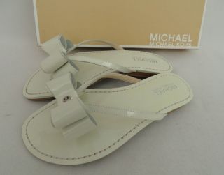 Michael Kors White Bow Leather Flat Sandals Flip Flop UK 3 4 5 6 /EU36 