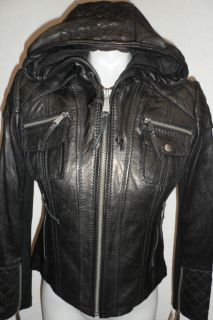 women s michael kors leather jacket with hood new s m l xl