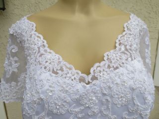 Womens Beads, Pearls & Lace White Wedding Dress from Davids Bridal 