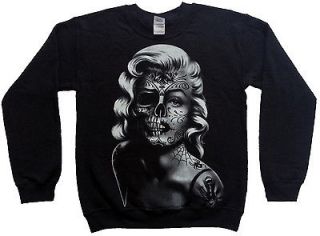 Marilyn Monroe Crewneck Sweater Sweatshirt   Sugar Skull Rockabilly 