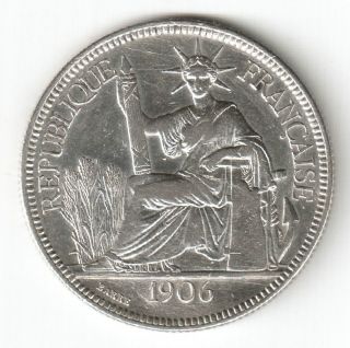 1906A FRENCH INDO CHINA PIASTRE DE COMMERCE COIN KM#5a.1 SILVER 
