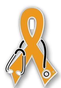 MS Multiple Sclerosis Orange Ribbon DR Stethoscope Pin