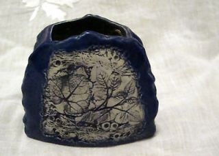 Tenmoku Pottery Small Table Vase Handcrafted in Malaysia Blue
