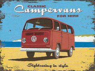 Surf Bus Metal Sign, Classic Beach Camper Van, Beach, Garage, Den 
