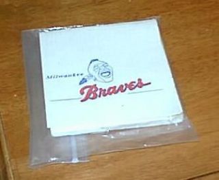milwaukee braves baseball napkin package  