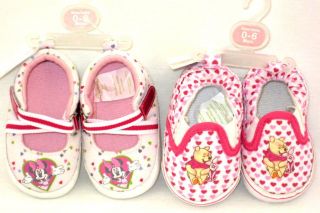 Disney Minnie Mouse or Winnie the Pooh Infant Comfy Crib Slip On Shoes 