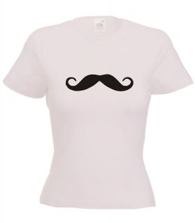 Moustache Womens Fitted T Shirt   T shirt Ladies Funny mustache Girls 