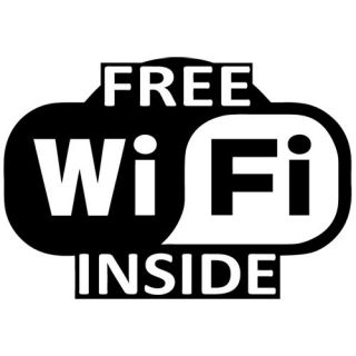 WF 01) WIFI FREE HOT SPOT INTERNET WIRELESS NETWORK LOGO VINYL DECAL 